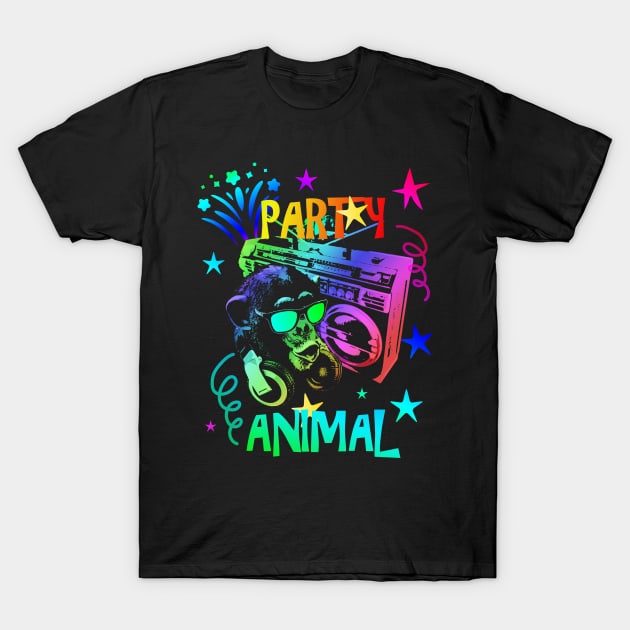 Monkey Boombox Party Animal T-Shirt by Nerd_art